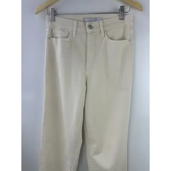 Athleta Sculpek Flex Straight Leg Ankle Jean High Rise Bone Yellow Cream Size 4 - Picture 4 of 15